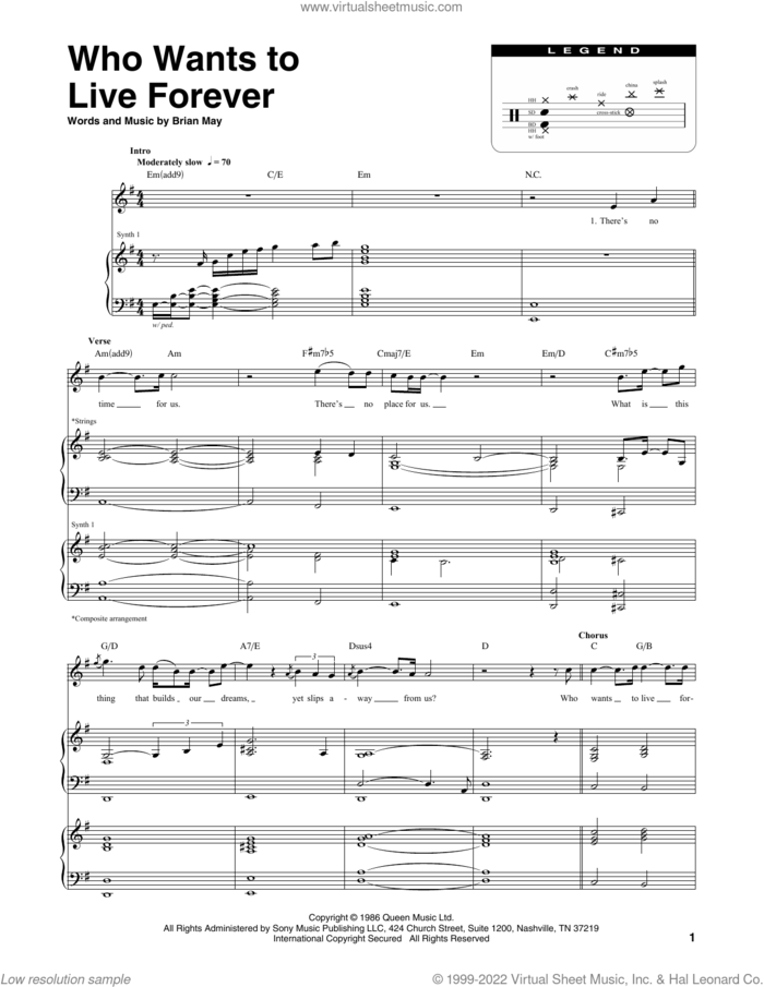Who Wants To Live Forever sheet music for chamber ensemble (Transcribed Score) by Queen and Brian May, intermediate skill level