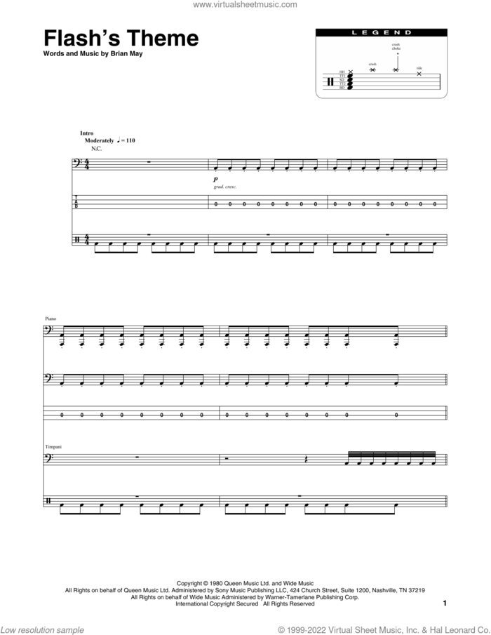 Flash's Theme sheet music for chamber ensemble (Transcribed Score) by Queen and Brian May, intermediate skill level