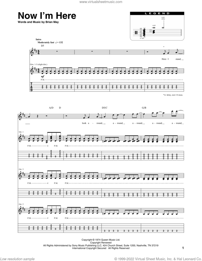 Now I'm Here sheet music for chamber ensemble (Transcribed Score) by Queen and Brian May, intermediate skill level