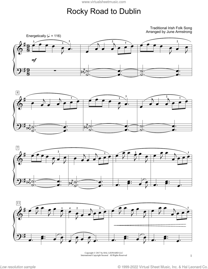Rocky Road To Dublin (arr. June Armstrong) sheet music for piano solo (elementary)  and June Armstrong, beginner piano (elementary)
