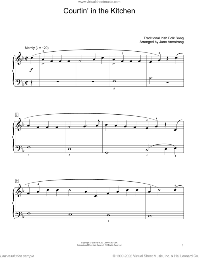 Courtin' In The Kitchen (arr. June Armstrong) sheet music for piano solo (elementary)  and June Armstrong, beginner piano (elementary)