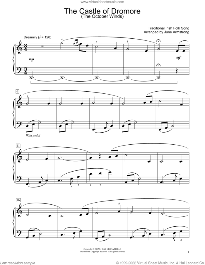 The Castle Of Dromore (The October Winds) (arr. June Armstrong) sheet music for piano solo (elementary)  and June Armstrong, beginner piano (elementary)