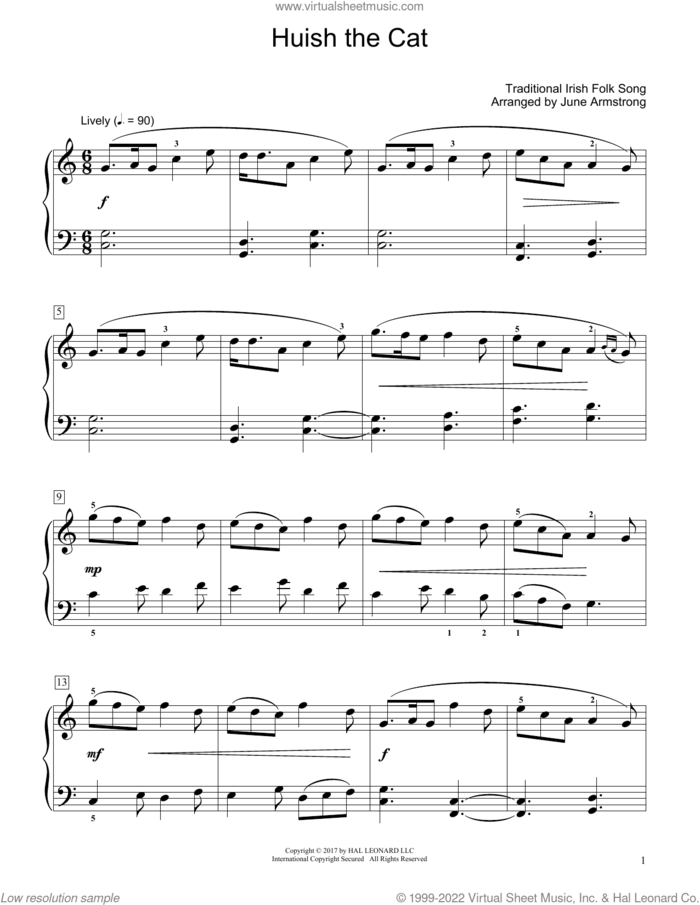 Huish The Cat (arr. June Armstrong) sheet music for piano solo (elementary)  and June Armstrong, beginner piano (elementary)