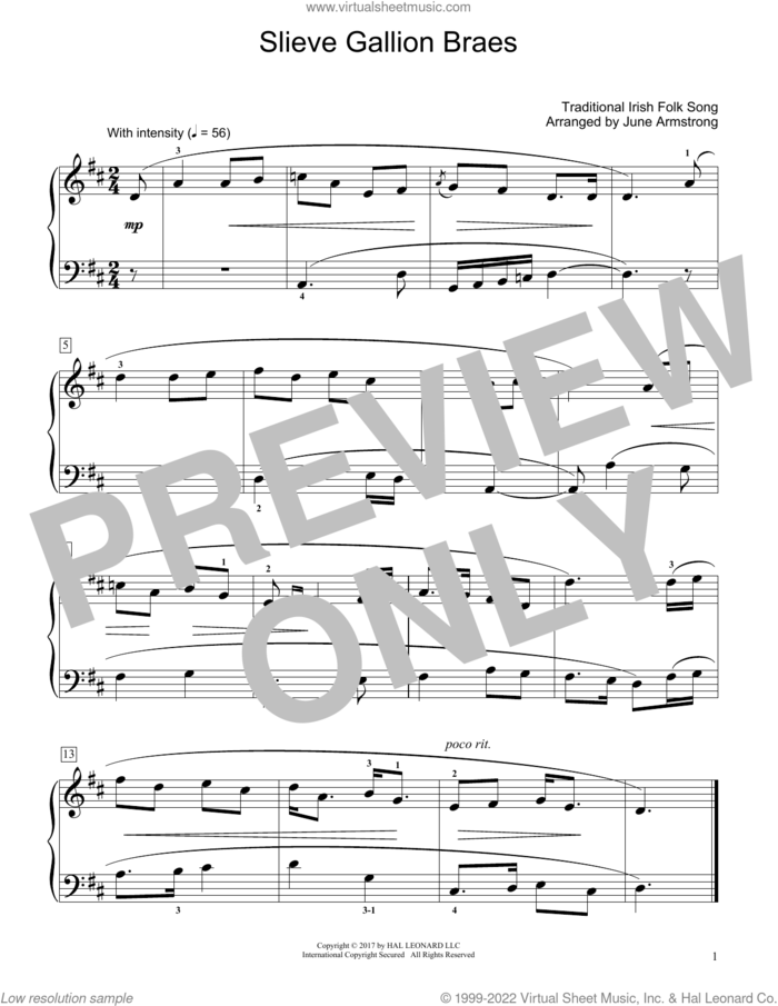 Slieve Gallion Braes (arr. June Armstrong) sheet music for piano solo (elementary)  and June Armstrong, beginner piano (elementary)