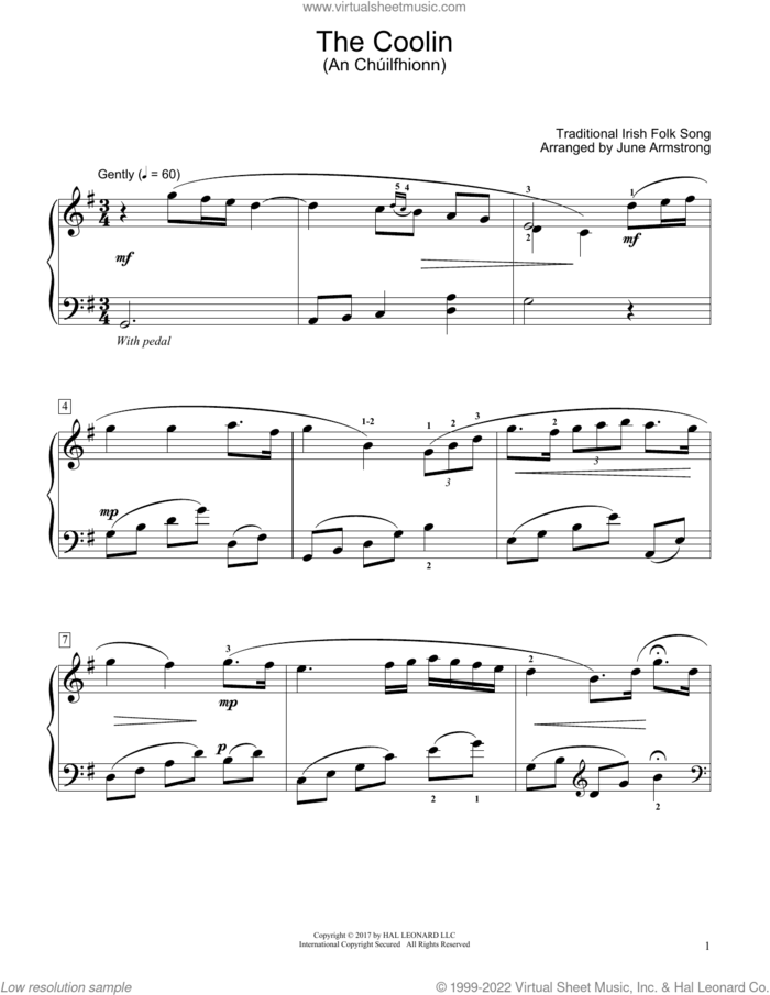 The Coolin (An Chuilfhionn) (arr. June Armstrong) sheet music for piano solo (elementary)  and June Armstrong, beginner piano (elementary)