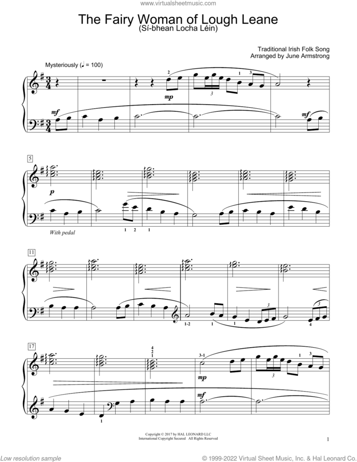 The Fairy Woman Of Lough Leane (Si-Bhean Locha Lein) (arr. June Armstrong) sheet music for piano solo (elementary)  and June Armstrong, beginner piano (elementary)