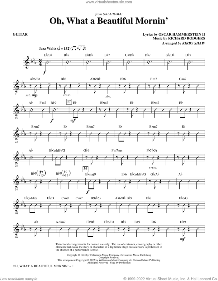 Oh, What A Beautiful Mornin' (from Oklahoma!) (arr. Kirby Shaw) (complete set of parts) sheet music for orchestra/band (Rhythm) by Richard Rodgers, Kirby Shaw, Oscar II Hammerstein and Rodgers & Hammerstein, intermediate skill level
