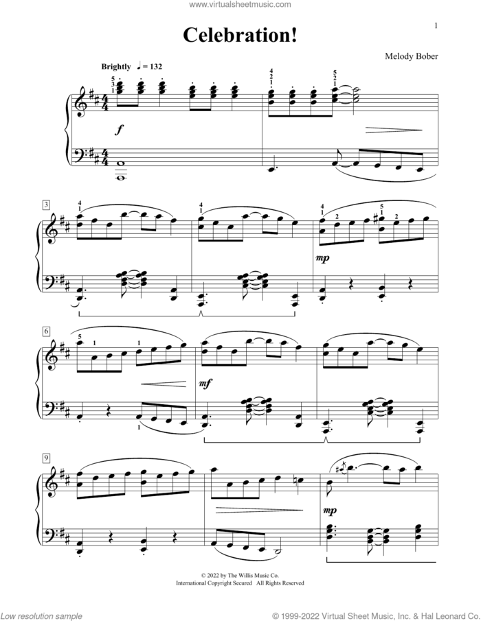 Celebration! sheet music for piano solo (elementary) by Melody Bober, classical score, beginner piano (elementary)