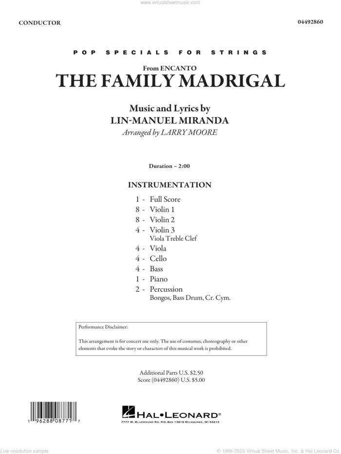 The Family Madrigal (from Encanto) sheet music for orchestra (full score) by Lin-Manuel Miranda and Larry Moore, intermediate skill level