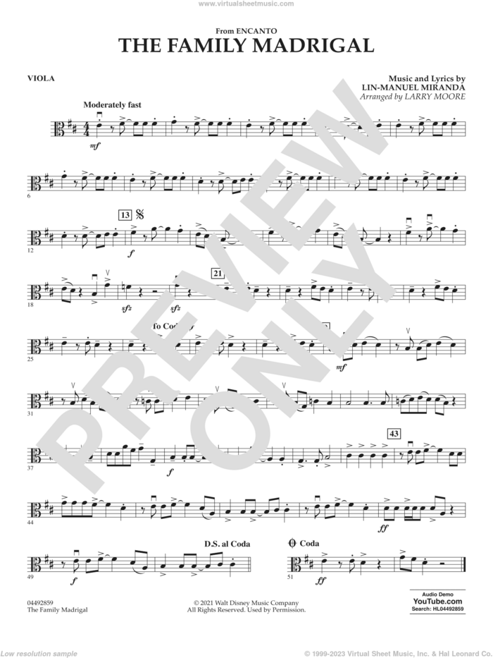 The Family Madrigal (from Encanto) sheet music for orchestra (viola) by Lin-Manuel Miranda and Larry Moore, intermediate skill level