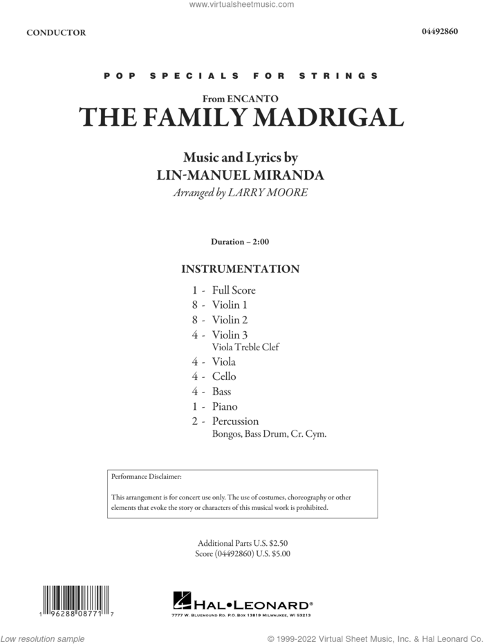 The Family Madrigal (from Encanto) (arr. Larry Moore) (COMPLETE) sheet music for orchestra by Lin-Manuel Miranda and Larry Moore, intermediate skill level