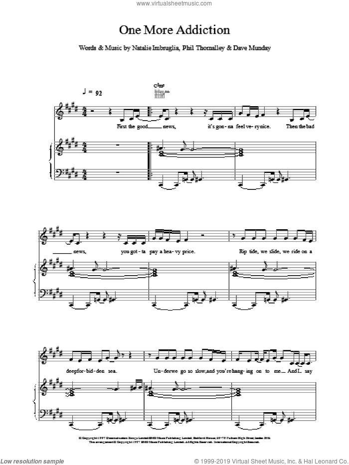One More Addiction sheet music for voice, piano or guitar by Natalie Imbruglia, intermediate skill level