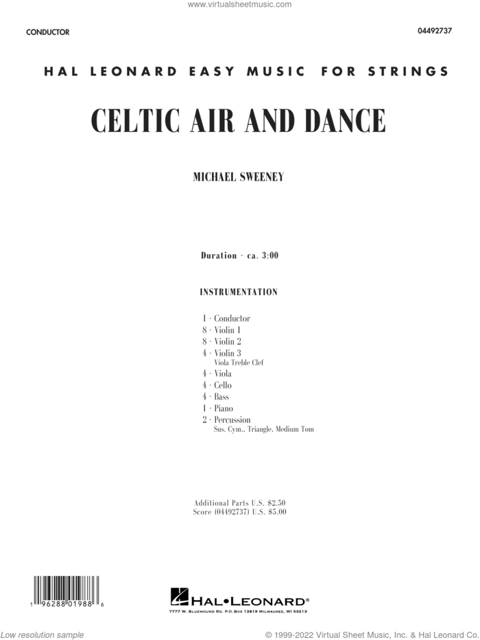 Celtic Air And Dance (COMPLETE) sheet music for orchestra by Michael Sweeney, intermediate skill level