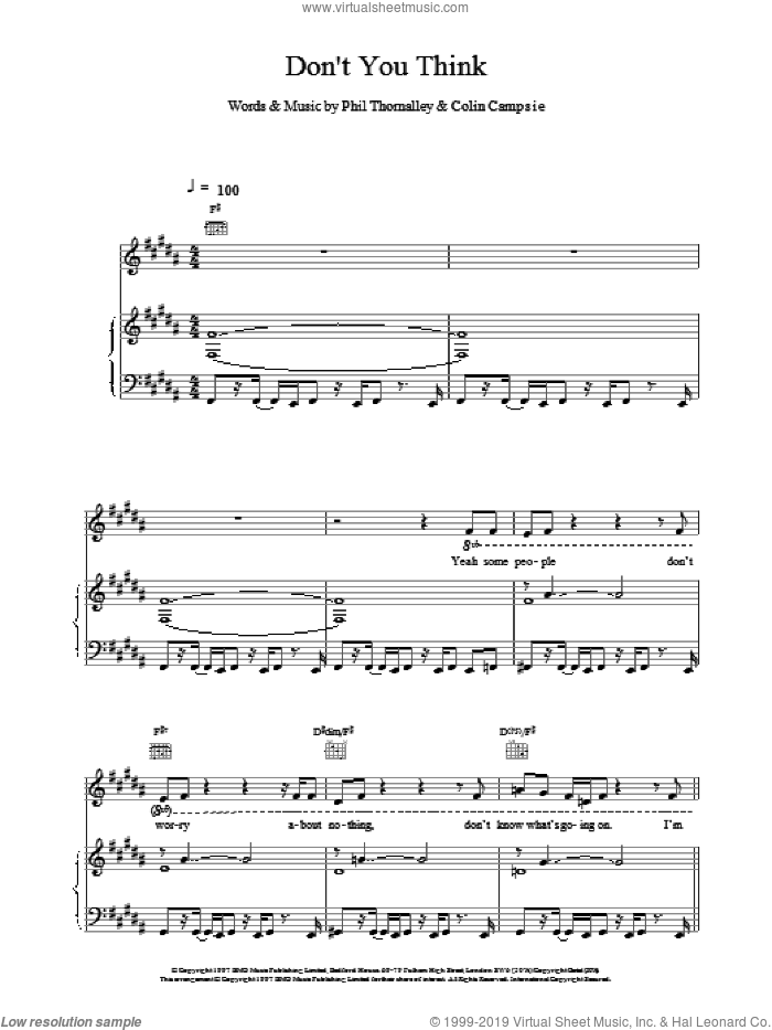Don't You Think sheet music for voice, piano or guitar by Natalie Imbruglia, intermediate skill level