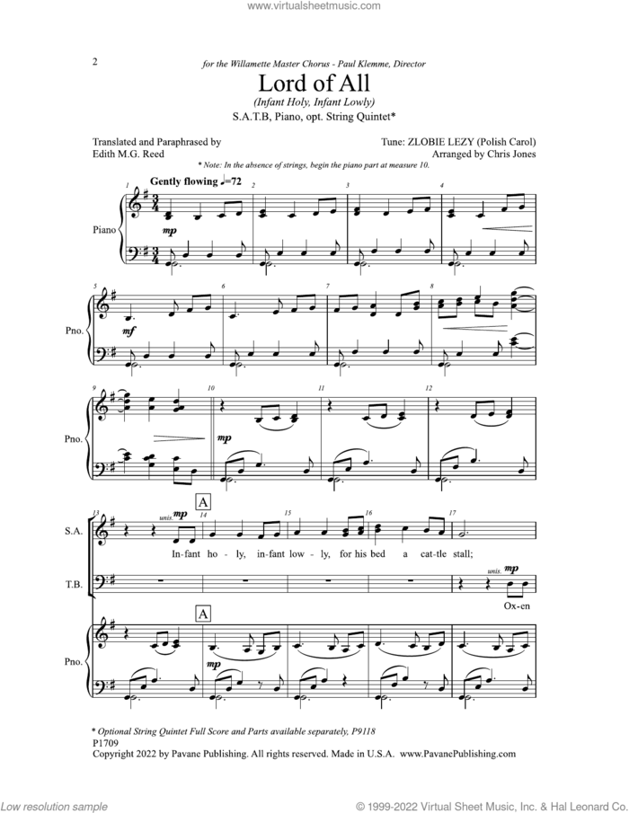 Lord Of All (Infant Holy, Infant Lowly) sheet music for choir (SATB: soprano, alto, tenor, bass) by Chris Jones, intermediate skill level
