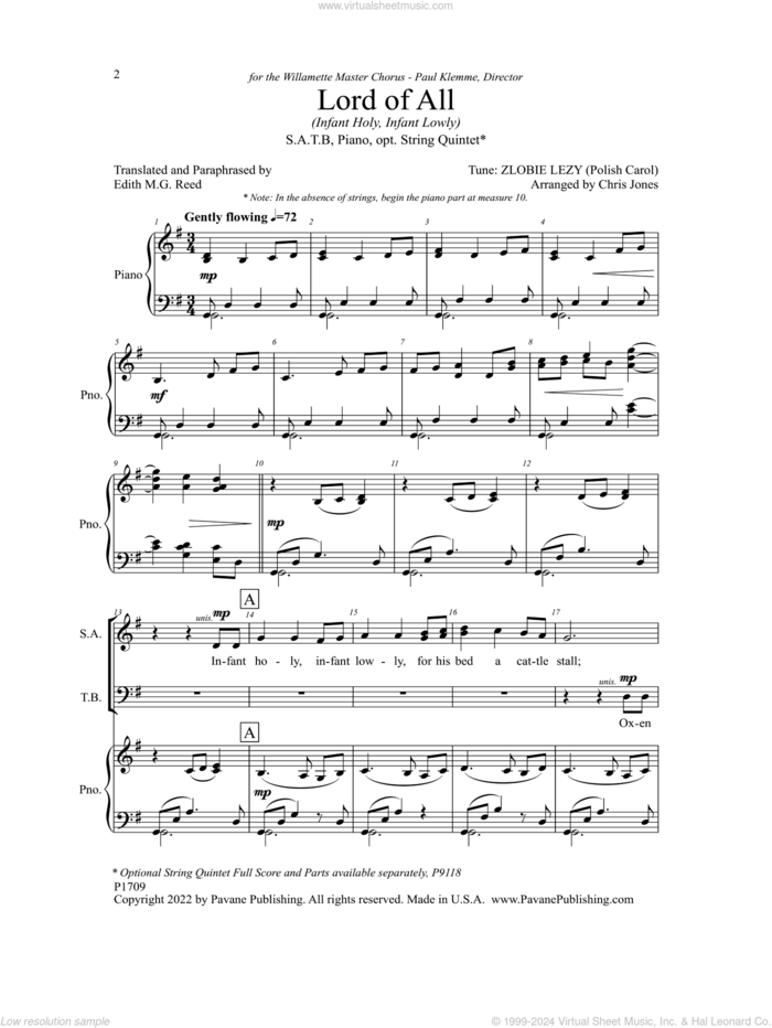 Lord Of All (Infant Holy, Infant Lowly) sheet music for choir (SATB: soprano, alto, tenor, bass) by Chris Jones, intermediate skill level