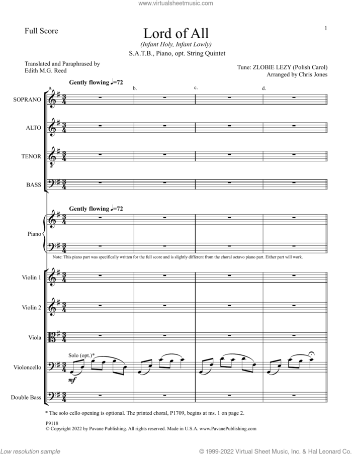 Lord Of All (Infant Holy, Infant Lowly) (COMPLETE) sheet music for orchestra/band (Instrumental Accompaniment) by Chris Jones, intermediate skill level