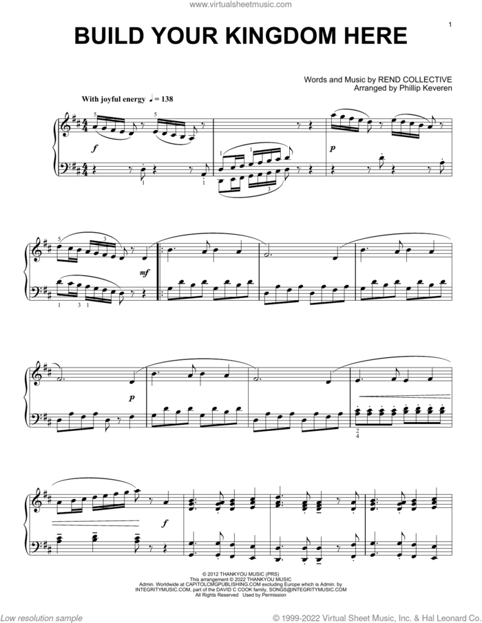 Build Your Kingdom Here [Classical version] (arr. Phillip Keveren) sheet music for piano solo by Rend Collective and Phillip Keveren, intermediate skill level