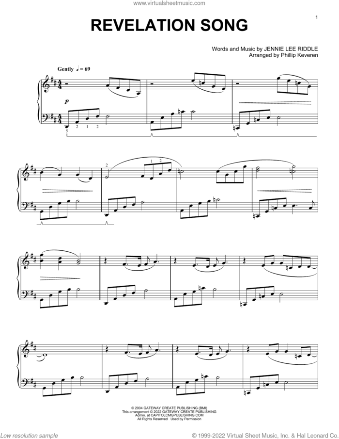 Revelation Song [Classical version] (arr. Phillip Keveren) sheet music for piano solo by Gateway Worship, Phillip Keveren and Jennie Lee Riddle, intermediate skill level