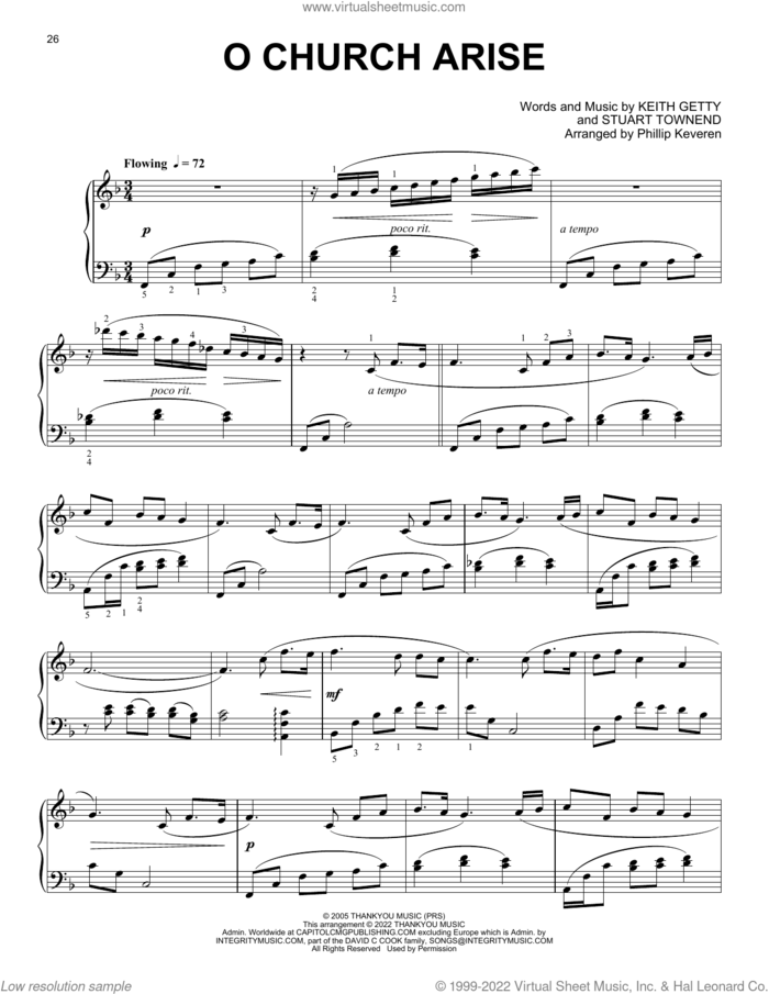 O Church Arise [Classical version] (arr. Phillip Keveren) sheet music for piano solo by Keith & Kristyn Getty, Phillip Keveren, Keith Getty and Stuart Townend, intermediate skill level
