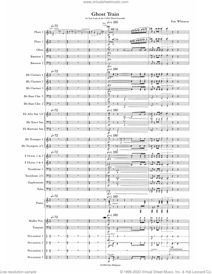 Ghost Train - Movement 1 (from Ghost Train Trilogy) (COMPLETE) sheet music for concert band by Eric Whitacre, intermediate skill level