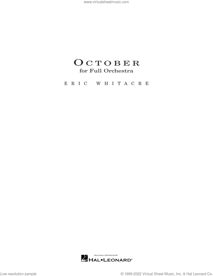October (COMPLETE) sheet music for orchestra by Eric Whitacre, classical score, intermediate skill level