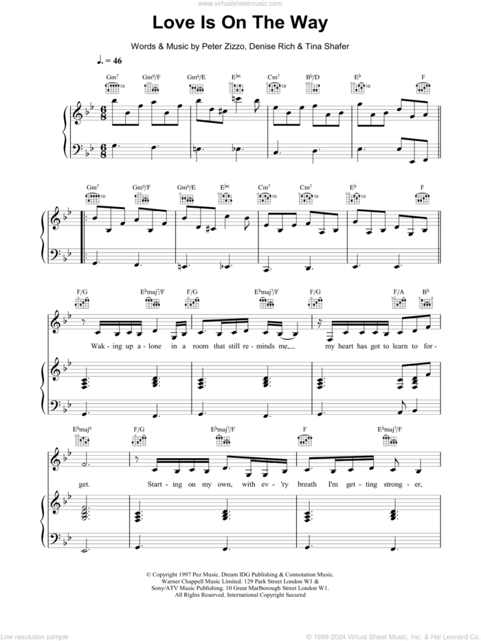 Love is on the Way sheet music for voice, piano or guitar by Celine Dion, intermediate skill level