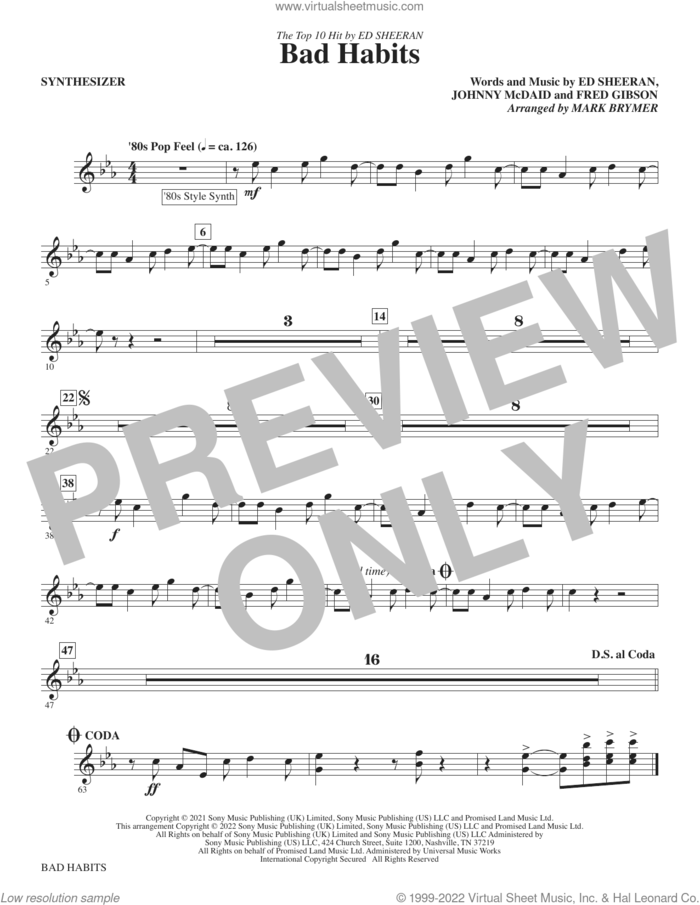Bad Habits (arr. Mark Brymer) (complete set of parts) sheet music for orchestra/band (Rhythm) by Mark Brymer, Ed Sheeran, Fred Gibson and Johnny McDaid, intermediate skill level