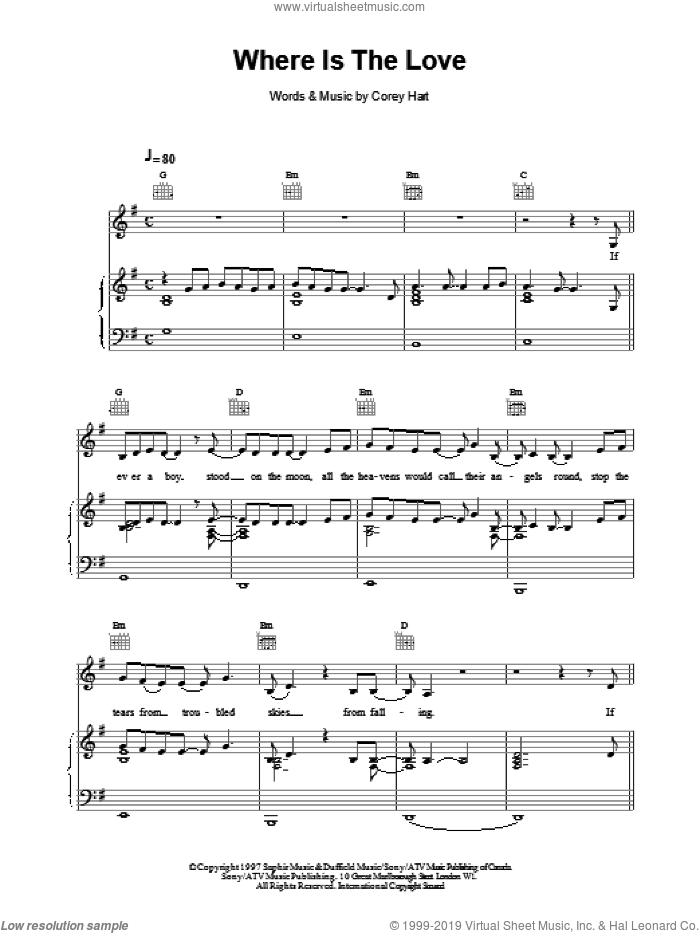 Where Is The Love sheet music for voice, piano or guitar by Celine Dion, intermediate skill level