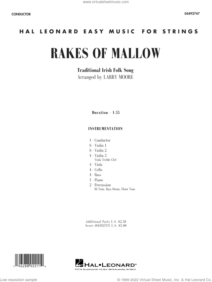 Rakes of Mallow (arr. Larry Moore) (COMPLETE) sheet music for orchestra by Larry Moore and Miscellaneous, intermediate skill level