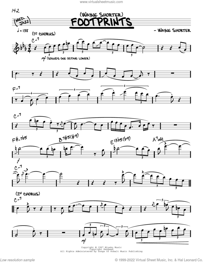 Footprints sheet music for voice and other instruments (real book) by Wayne Shorter, intermediate skill level