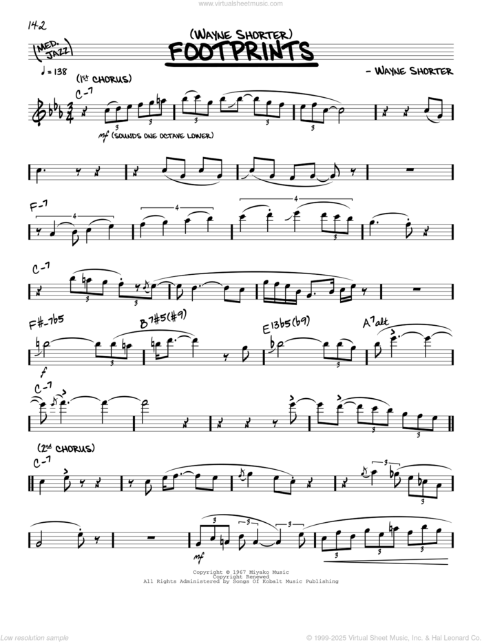 Footprints sheet music for voice and other instruments (real book) by Wayne Shorter, intermediate skill level