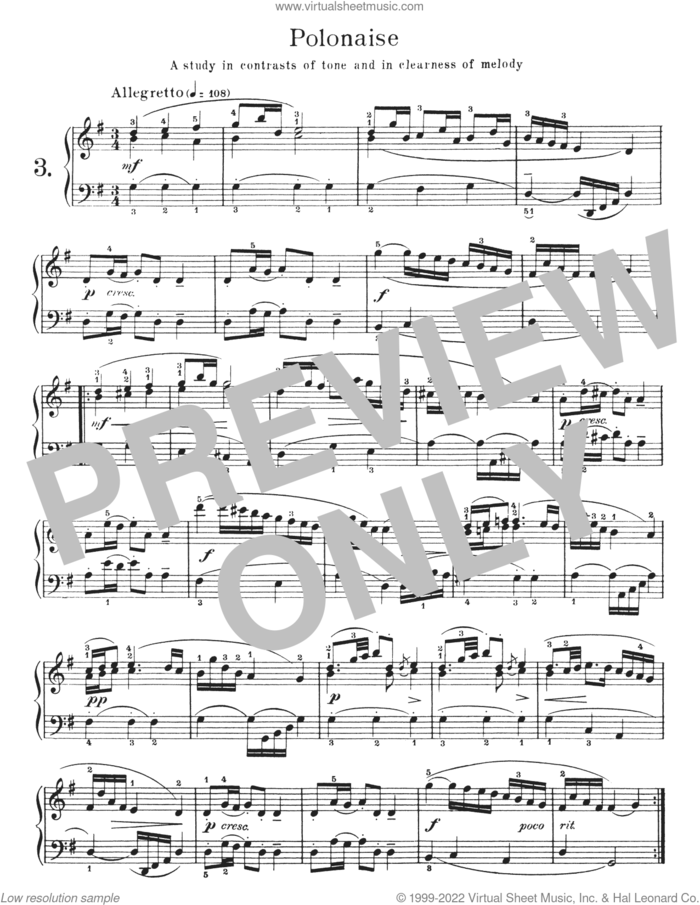 Polonaise In G Major, BWV App 130 sheet music for piano solo by Johann Sebastian Bach and Walter Carroll, classical score, intermediate skill level