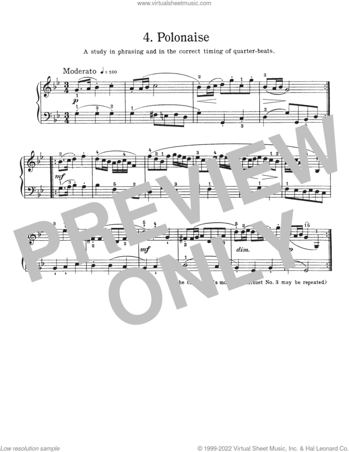 Polonaise In G Minor, BWV Appendix 119 sheet music for piano solo by Johann Sebastian Bach, Walter Carroll and Anonymous, classical score, intermediate skill level