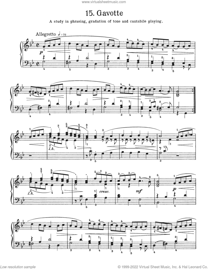 Gavotte In G Minor, BWV 822 sheet music for piano solo by Johann Sebastian Bach and Walter Carroll, classical score, intermediate skill level