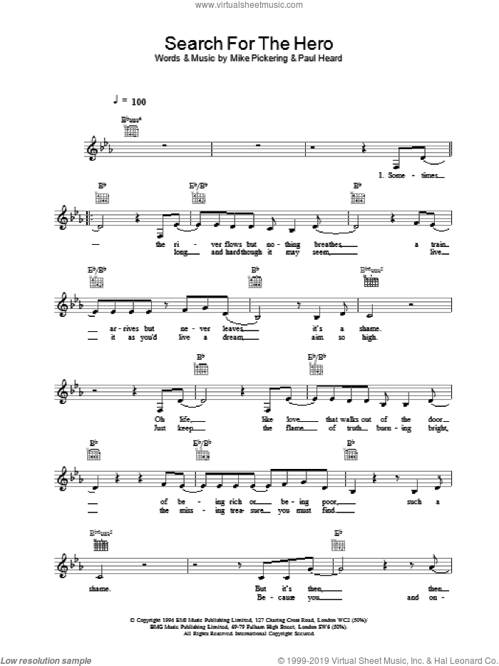 Search For The Hero sheet music for voice and other instruments (fake book) by M People, intermediate skill level