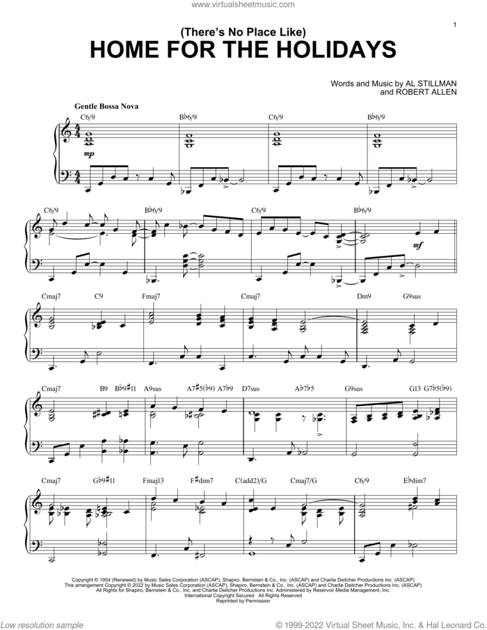(There's No Place Like) Home For The Holidays [Jazz version] (arr. Brent Edstrom) sheet music for piano solo by Perry Como, Brent Edstrom, Al Stillman and Robert Allen, intermediate skill level