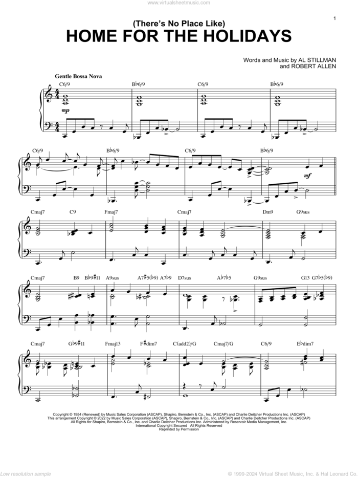 (There's No Place Like) Home For The Holidays [Jazz version] (arr. Brent Edstrom) sheet music for piano solo by Perry Como, Brent Edstrom, Al Stillman and Robert Allen, intermediate skill level