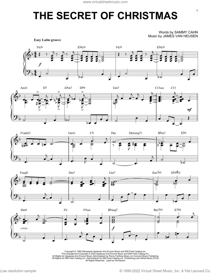 The Secret Of Christmas [Jazz version] (arr. Brent Edstrom) sheet music for piano solo by Bing Crosby, Brent Edstrom, Jimmy van Heusen and Sammy Cahn, intermediate skill level