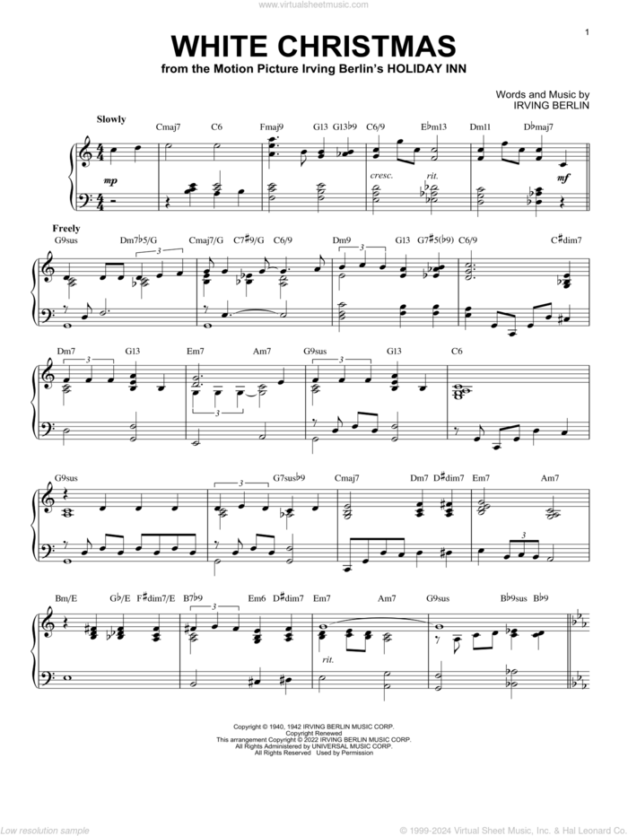 White Christmas [Jazz version] (arr. Brent Edstrom) sheet music for piano solo by Irving Berlin, Brent Edstrom and Bing Crosby, intermediate skill level