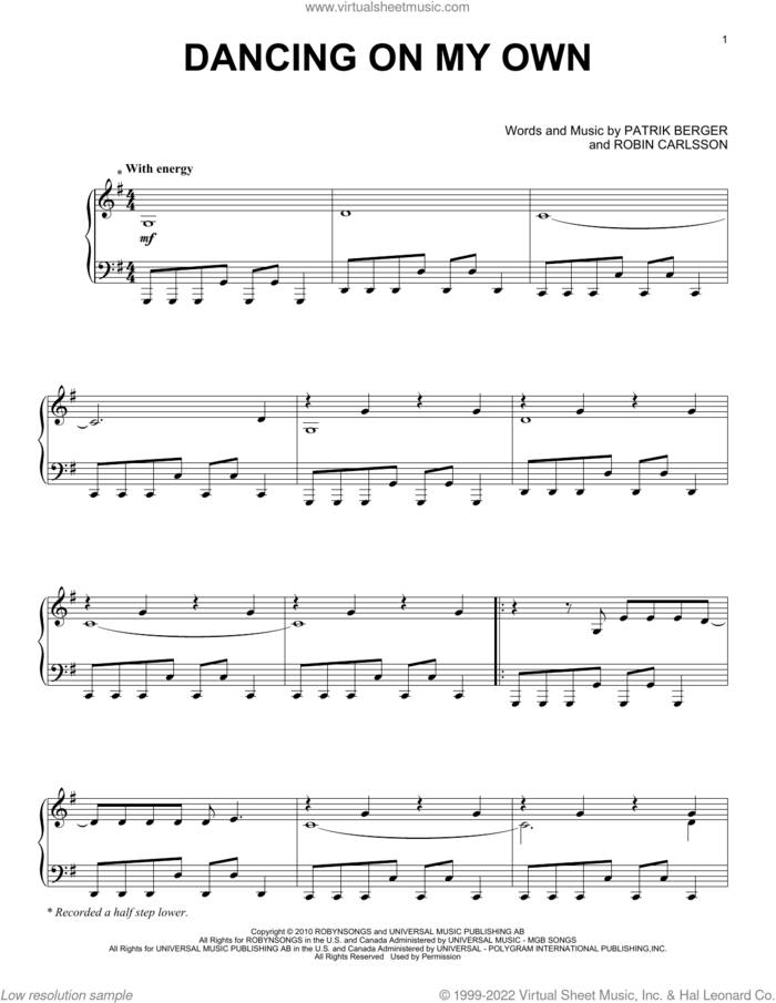 Dancing On My Own (from the Netflix series Bridgerton) sheet music for piano solo by Vitamin String Quartet, Robyn, Patrik Berger and Robin Carlsson, intermediate skill level