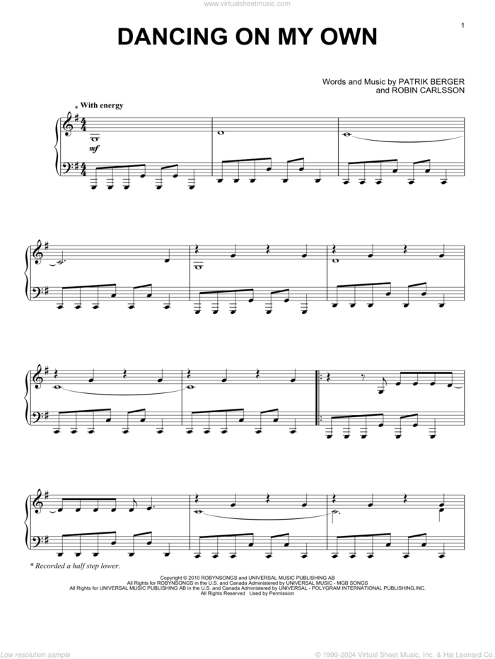 Dancing On My Own (from the Netflix series Bridgerton) sheet music for piano solo by Vitamin String Quartet, Robyn, Patrik Berger and Robin Carlsson, intermediate skill level