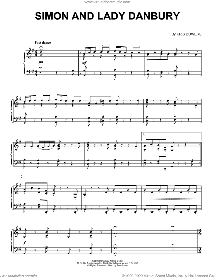 Simon And Lady Danbury (from the Netflix series Bridgerton) sheet music for piano solo by Kris Bowers and Michael Dean Parsons, intermediate skill level