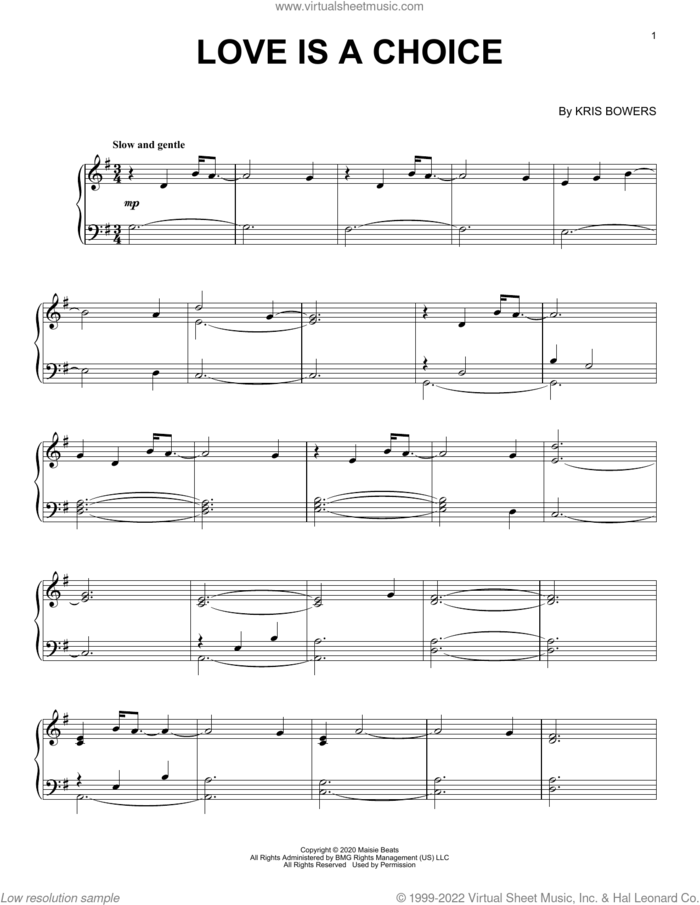 Love Is A Choice (from the Netflix series Bridgerton) sheet music for piano solo by Kris Bowers and Michael Dean Parsons, intermediate skill level