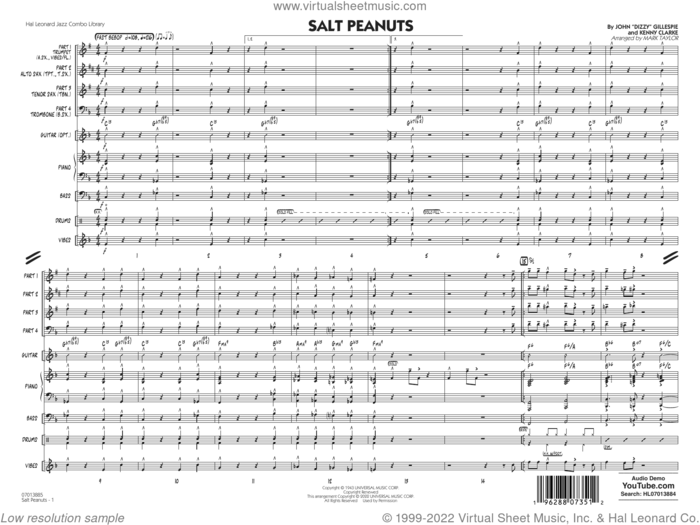 Salt Peanuts (arr. Mark Taylor) (COMPLETE) sheet music for jazz band by Mark Taylor, Dizzy Gillespie and Kenny Clarke, intermediate skill level
