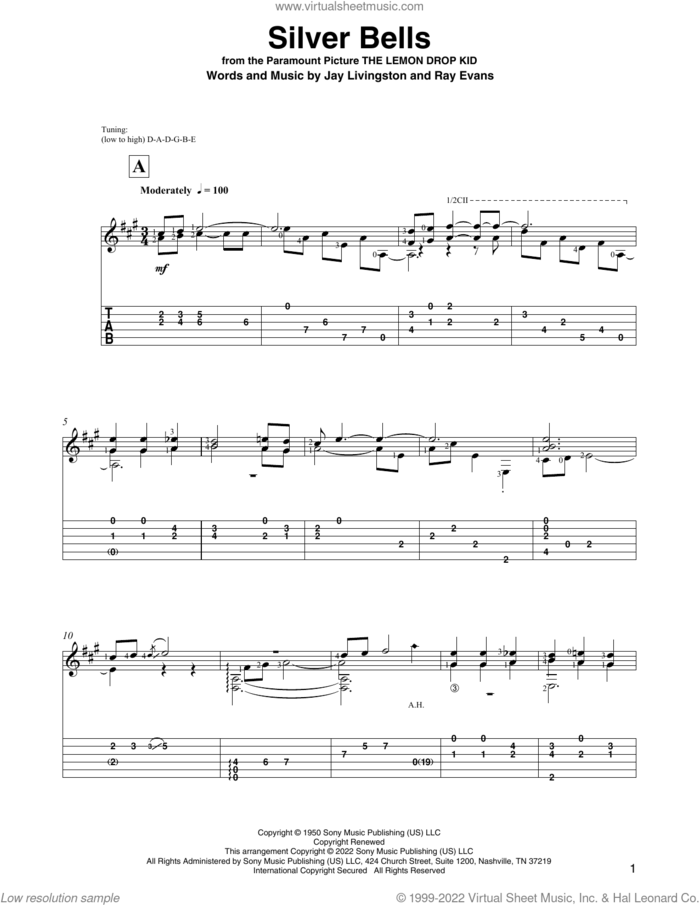 Silver Bells (arr. David Jaggs) sheet music for guitar solo by Jay Livingston & Ray Evans, David Jaggs, Jay Livingston and Ray Evans, intermediate skill level