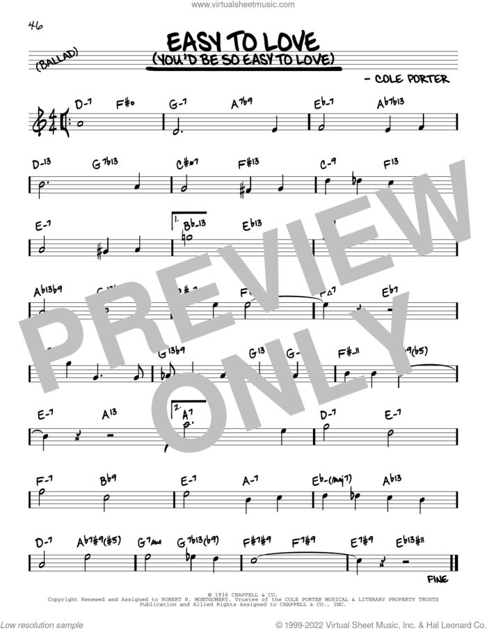 Easy To Love (You'd Be So Easy To Love) (arr. David Hazeltine) sheet music for voice and other instruments (real book) by Cole Porter and David Hazeltine, intermediate skill level