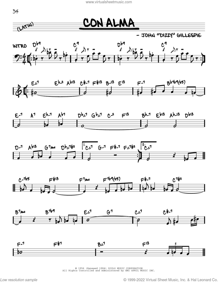 Con Alma (arr. David Hazeltine) sheet music for voice and other instruments (real book) by Dizzy Gillespie and David Hazeltine, intermediate skill level