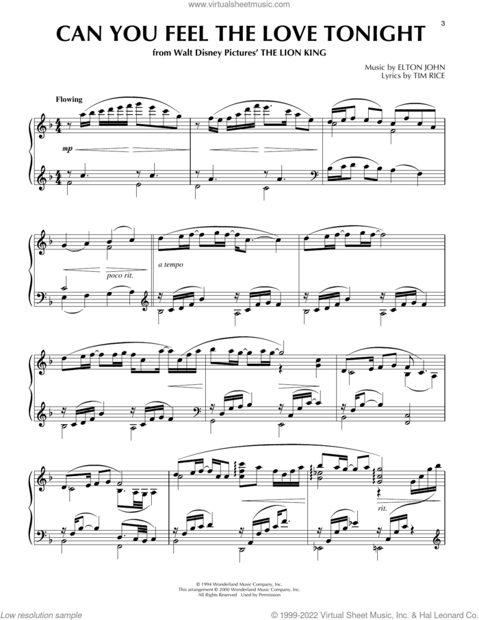 Can You Feel The Love Tonight (from The Lion King) (arr. Phillip Keveren) sheet music for piano solo by Elton John, Phillip Keveren and Tim Rice, intermediate skill level