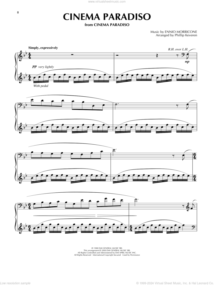 Cinema Paradiso (arr. Phillip Keveren) sheet music for piano solo by Ennio Morricone, Phillip Keveren and Andrea Morricone, intermediate skill level